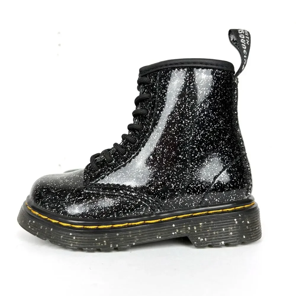 Dr. Martens 1460 Toddler Boots Black Cosmic Glitter Leather 4 Eyelet Size 7